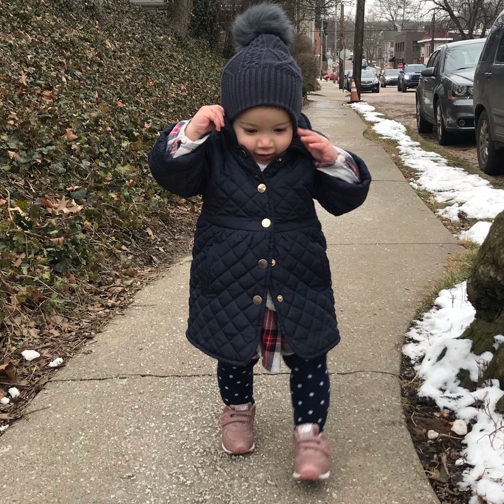 Quilted navy girl jacket!